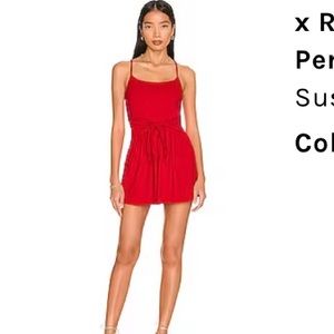 X Revolve Tie Front Romper in perfect red size XS Susana Monaco